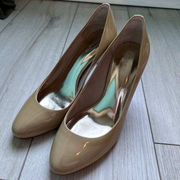 Coach Nala Cappuccino Patent Leather Pump Heels - Size 8.5 - Picture 6 of 7